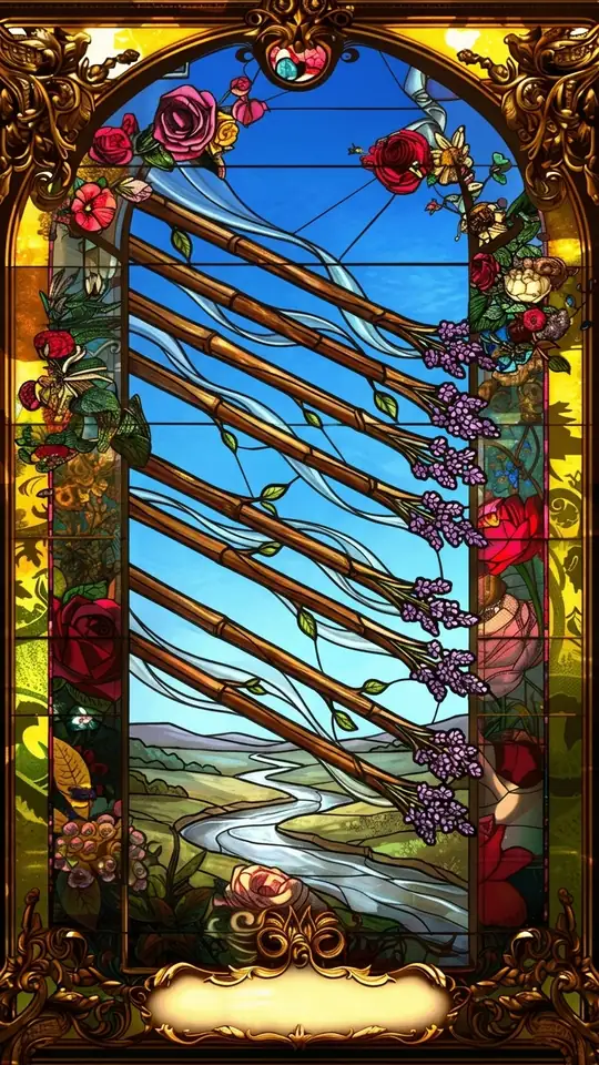 Eight wands fly diagonally through a clear sky over open country and a river. No figures appear; the card is pure movement.
