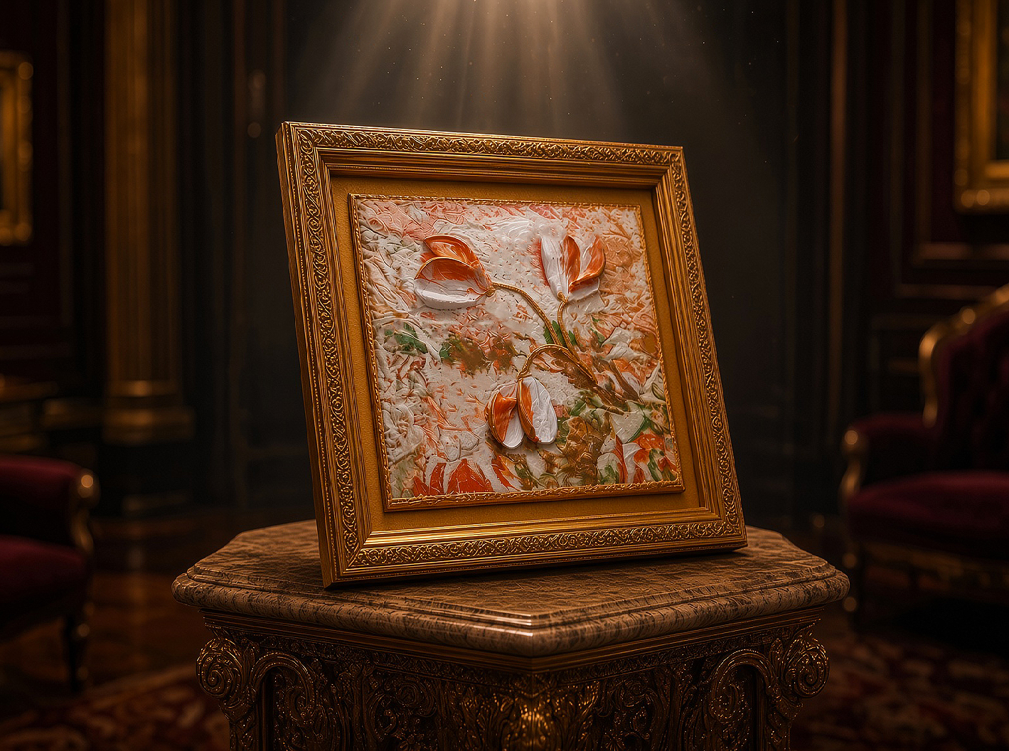 Floral Abstract Petals With Stems (Orange and Gold) by Matt Vegh