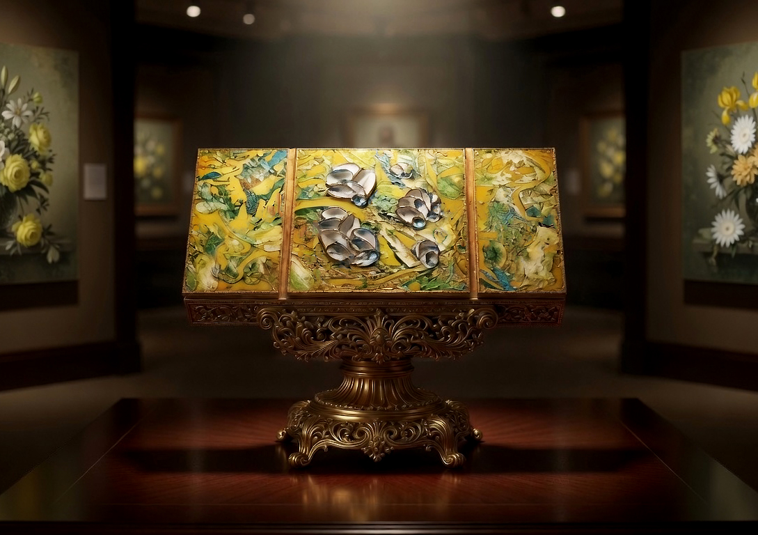 Floral Triptych (Yellow Green) by Artist Matt Vegh