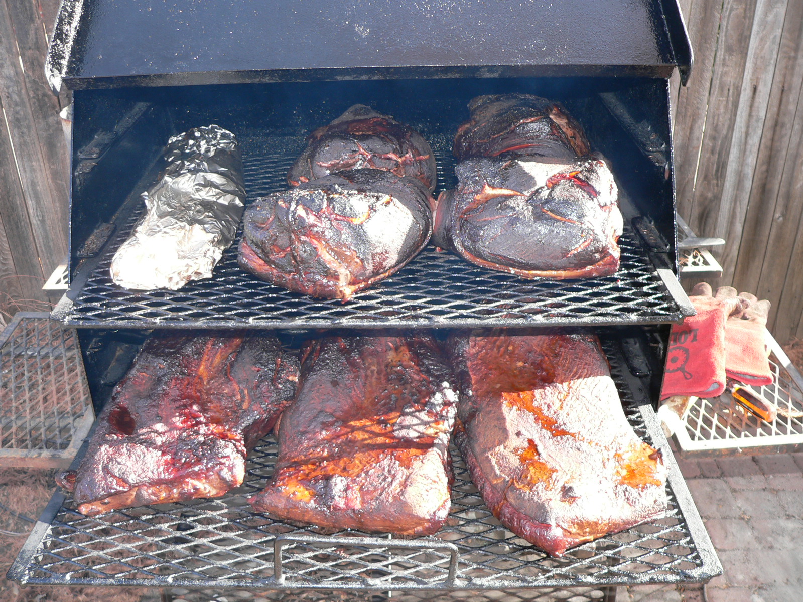 3 Briskets, 4 Pork Shoulders, and a rack of ribs for lunch