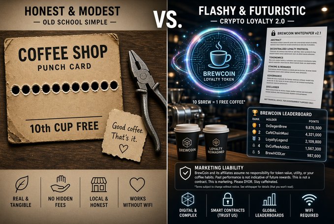 Honest cardboard punch card vs. tokenized version
