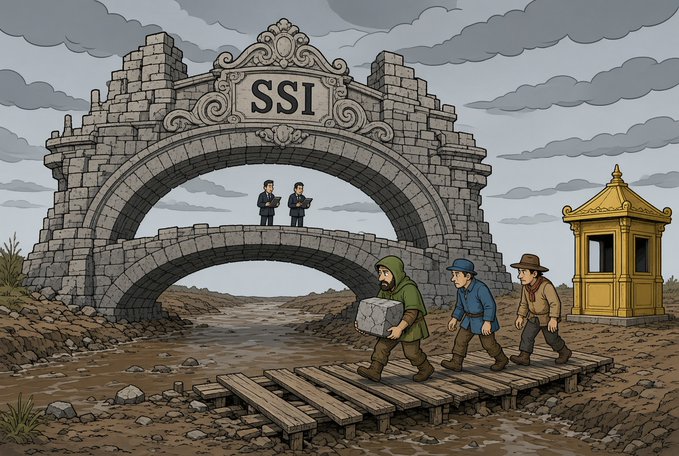 Self-Sovereign Identity bridge: high fixed costs, no moat, travelers take the planks.