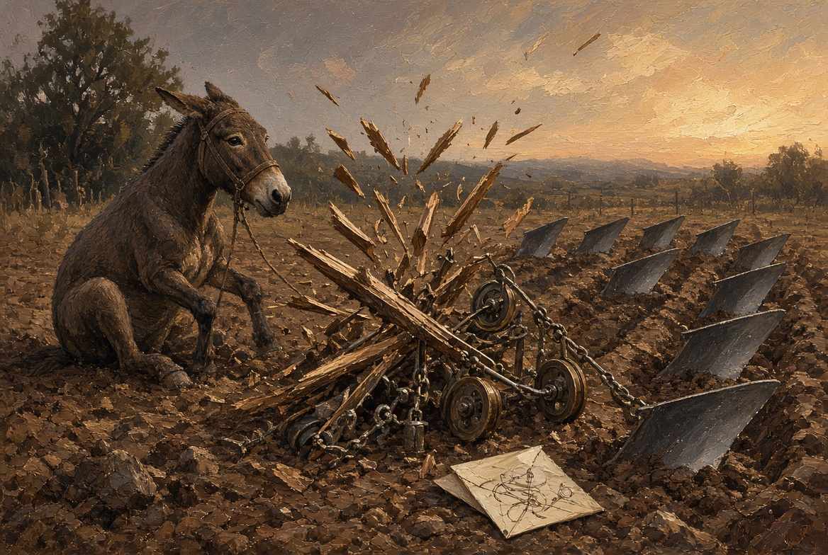 The mule and the five-furrow harness