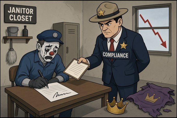 The unmasking: the kingdom is a closet, and the sheriff still collects.