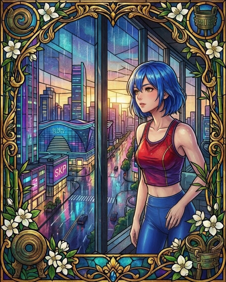 I’m catching my breath by the floor-to-ceiling glass, overlooking a new world wonder...