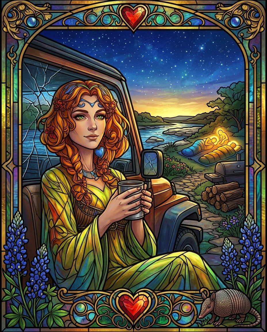 The river is still singin' its nighttime song, and that first sip of coffee tastes like pure peace.