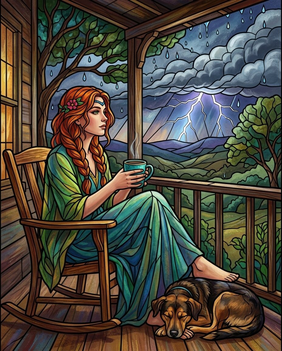 The sky just cracked wide open over the Hill Country, and I am right here on the porch soakin' up every bit of that electric charge.