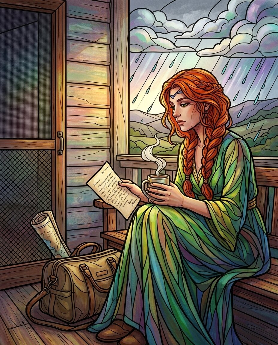 There’s a soft gray light creepin’ over the hills this mornin’, the kind that tells you the rain is just minutes away from dancin' on the roof.