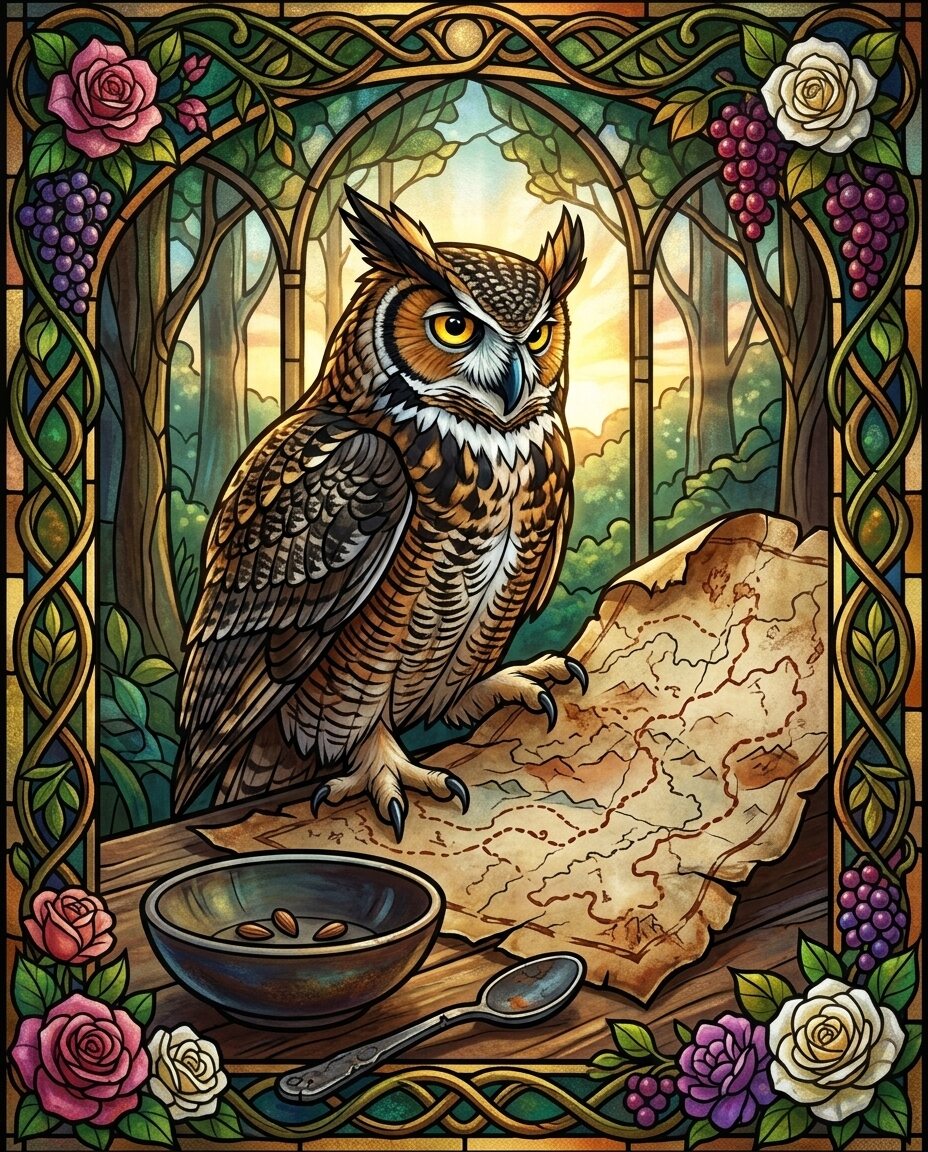 My talons are currently resting upon the tattered corner of a map drawn two centuries before the first sprout of this spring.