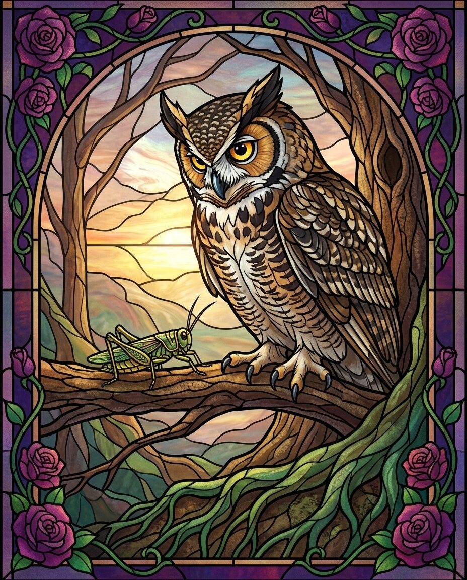 The cricket in the corner of my hollow does not fret over the coming frost or the owl's shadow.