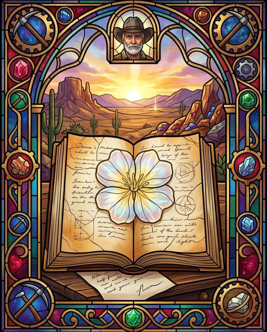 Found a flattened bit of desert primrose tucked into page 412 of my old Dana’s Manual tonight.