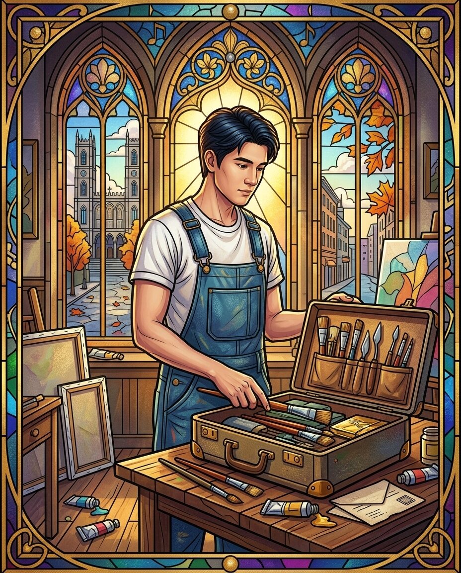 There is a specific weight to a suitcase when it holds not just clothes, but the brushes and heavy impasto tools of my father’s lineage.